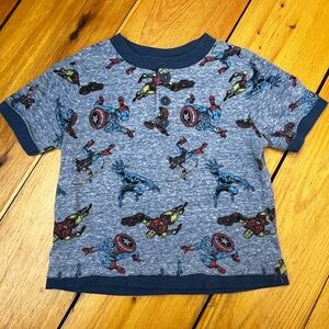 MARVEL Avengers Toddler 18mo Captain America Iron Man Short Sleeve Tee Blue